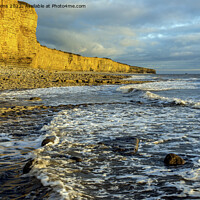 Buy canvas prints of Cliffs and waves in Evening Light Llantwit Major  by Nick Jenkins