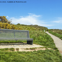 Buy canvas prints of Glamorgan Heritage Coast Path and Bench  by Nick Jenkins