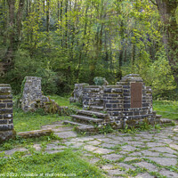Buy canvas prints of Remains of Trinity Well Chapel Ilston Cwm Gower by Nick Jenkins