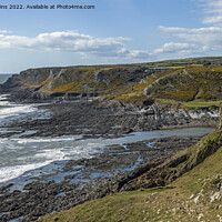 Buy canvas prints of West from Port Eynon Point along Gower Coast by Nick Jenkins