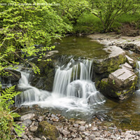 Buy canvas prints of Pont Cwm y Fedwen Waterfalls Brecon Beacons by Nick Jenkins