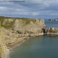 Buy canvas prints of Skrinkle Haven Beach and Cliffs Pembrokeshire by Nick Jenkins