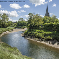 Buy canvas prints of River Gwendraeth Kidwelly Church Spire Carmarthens by Nick Jenkins