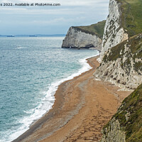 Buy canvas prints of The sandy beach at Durdle Door under chalk cliffs  by Nick Jenkins