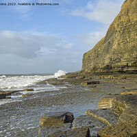 Buy canvas prints of Rough Seas and Coastline Dunraven Bay South Wales by Nick Jenkins