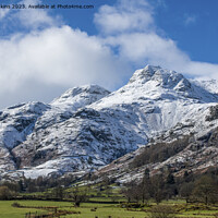 Buy canvas prints of Harrison Stickle under March Snow Lake District  by Nick Jenkins