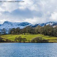 Buy canvas prints of Langdale Pikes under Snow from Loughrigg Tarn by Nick Jenkins