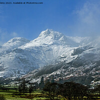 Buy canvas prints of The Langdale Pikes Snowed over in Winter by Nick Jenkins
