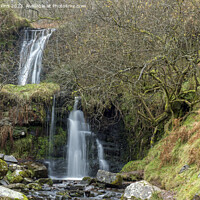 Buy canvas prints of Two close waterfalls Brecon Beacons December  by Nick Jenkins