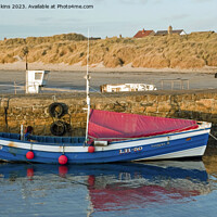 Buy canvas prints of Fishing Coble moored in Beadnell Harbour Northumberland  by Nick Jenkins