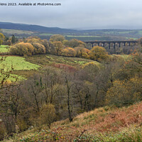 Buy canvas prints of Top of Valley and Cynghordy Viaduct on a dour Autu by Nick Jenkins
