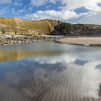 Buy canvas prints of Dunraven Bay Reflections Glamorgan Heritage Coast  by Nick Jenkins