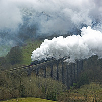 Buy canvas prints of Steam Engines crossing Cynghordy Viaduct Mid Wales by Nick Jenkins