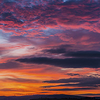 Buy canvas prints of Red Sky over Llantrisant south Wales summer eve by Nick Jenkins