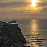 Buy canvas prints of Sunset over the Worm's Head on the Gower Peninsula by Nick Jenkins