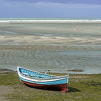 Buy canvas prints of Boat on the Parrog Sands Pembrokeshire Coast  by Nick Jenkins