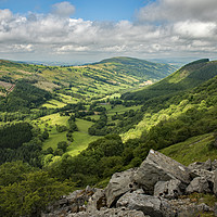 Buy canvas prints of View over Duffryn Crawnon Valley Brecon Beacons by Nick Jenkins