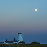 Buy canvas prints of Old Nash Point Lighthouse and Moon Glamorgan Coast by Nick Jenkins