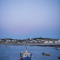 Buy canvas prints of Hugh Town Harbour Isles of Scilly in Moonlight by Nick Jenkins