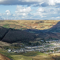 Buy canvas prints of Looking Down on Cwmparc in the Rhondda Valley  by Nick Jenkins