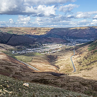 Buy canvas prints of Cwmparc Rhondda Fawr Valley from the Bwlch Pass  by Nick Jenkins