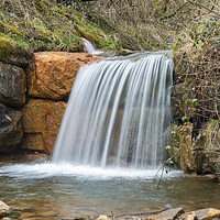 Buy canvas prints of Waterfall on the Clydach Vale Pond in Rhondda Fawr by Nick Jenkins