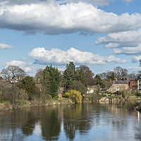 Buy canvas prints of River Wye Hereford in Spring with trees and clouds by Nick Jenkins