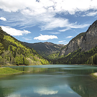 Buy canvas prints of Le Lac de Montriond Haute-Savoie French Alps by Nick Jenkins