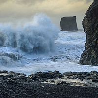 Buy canvas prints of Rough Seas off  Dyrhólaey Plateau south Iceland  by Nick Jenkins