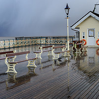 Buy canvas prints of Hailstorm on Penarth Pier on the South Wales Coast by Nick Jenkins