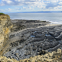 Buy canvas prints of The Cliffs and Beach at Nash Point Glamorgan Coast by Nick Jenkins