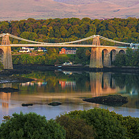 Buy canvas prints of Sunset on the Menai Bridge from Anglesey by Nick Jenkins