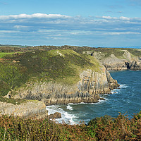 Buy canvas prints of Sea Cliffs Skrinkle Haven Pembrokeshire West Wales by Nick Jenkins