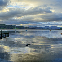 Buy canvas prints of Lake Windermere with Cloud Reflections Cumbria by Nick Jenkins