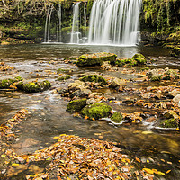 Buy canvas prints of Upper Ddwli Falls Vale of Neath in autumn by Nick Jenkins