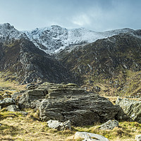 Buy canvas prints of Y Garn from Llyn Idwal Snowdonia in Winter Wales  by Nick Jenkins