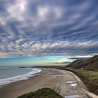 Buy canvas prints of Rhossili Beach and Amazing Clouds Gower South Wale by Nick Jenkins