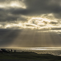 Buy canvas prints of Sunbeams over the Bristol Channel Ogmore by Sea  by Nick Jenkins