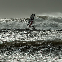 Buy canvas prints of Wind Surfer in Rough Sea Glamorgan Heritage Coast by Nick Jenkins