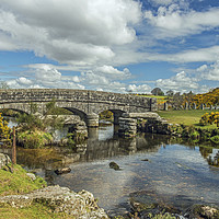 Buy canvas prints of Bellever Clapper Bridge on Dartmoor in Devon by Nick Jenkins