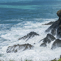 Buy canvas prints of Rough Seas at Porthgain Pembrokeshire Coast by Nick Jenkins