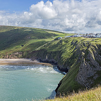 Buy canvas prints of Rhossili Beach and Village Gower South Wales by Nick Jenkins