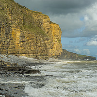 Buy canvas prints of Llantwit Major Beach on a stormy and sunny day by Nick Jenkins