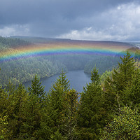 Buy canvas prints of Rainbow and Llyn Brianne Carmarthenshire Mid Wales by Nick Jenkins