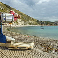 Buy canvas prints of Lulworth Cove and boats on the Dorset coast by Nick Jenkins