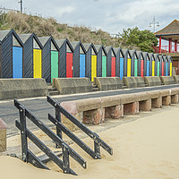 Buy canvas prints of Beach Huts along Lowestoft Beach by Nick Jenkins