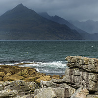 Buy canvas prints of The Black Cuillin from Elgol Beach on Skye  by Nick Jenkins