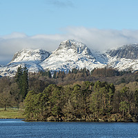 Buy canvas prints of The Langdale Pikes in winter Lake District by Nick Jenkins