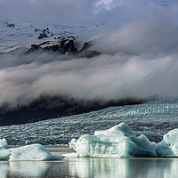 Buy canvas prints of The Fjarllsaron Glacier snout and lake, Iceland by Nick Jenkins