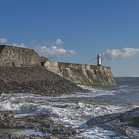 Buy canvas prints of The Harbour Wall Porthcawl South Wales Coast  by Nick Jenkins